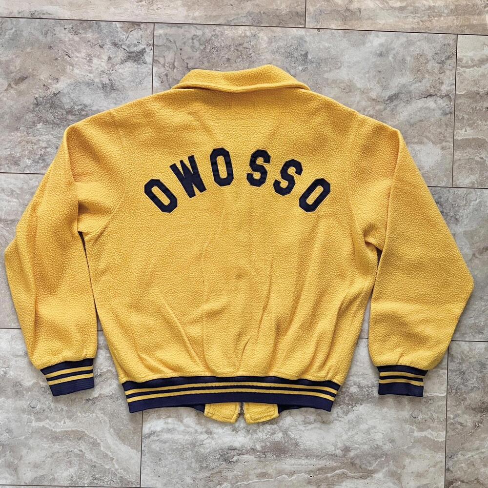 Vintage Wilson Fleece Full Zip Jacket Sz 42 Circa 60s-80s OWOSSO Swim - ZIP FLAW - Picture 12 of 15